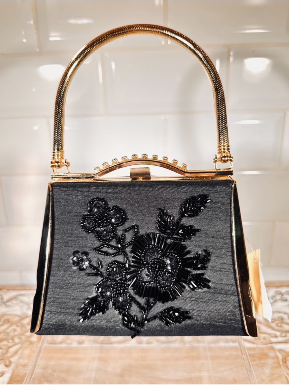 Evening Bag Beaded with Rhinestones NWT